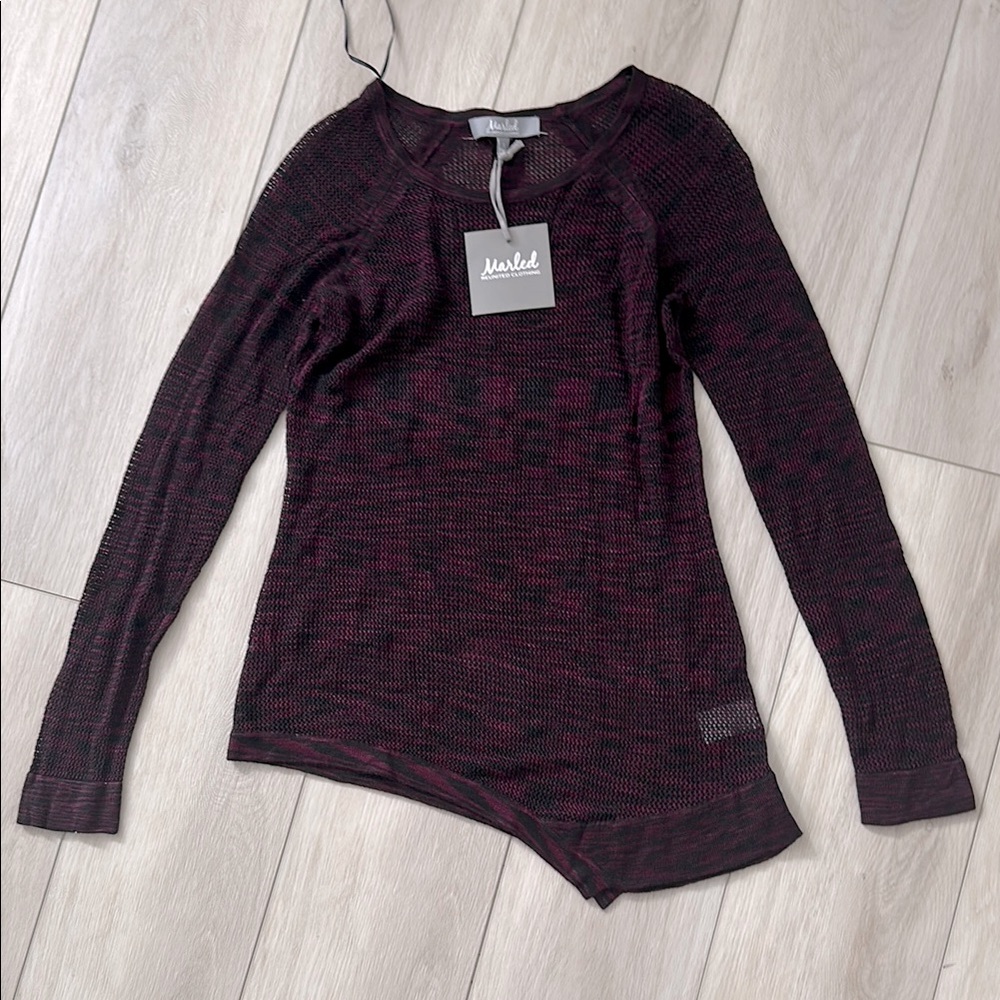 Marled Asymmetrical Scoop Neck Sweater Women’s Small NWT